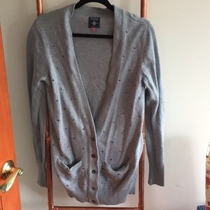 PINK grey studded cardigan